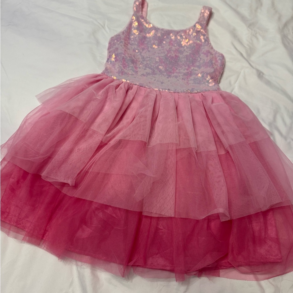 Zunie Pink Sequin Layered Dress